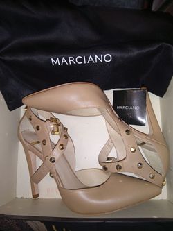 Marciano Nude Studded Strappy Heels