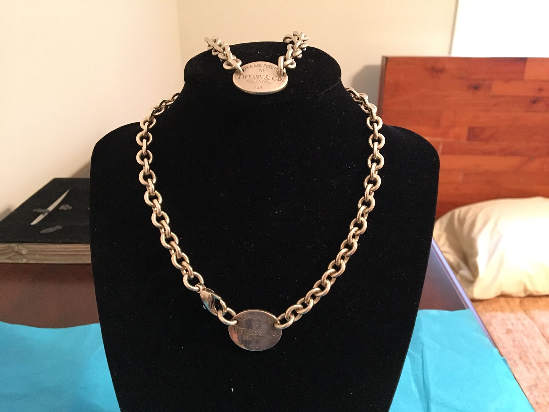Tiffany & Co Oval Tag 15.5” Necklace & 7” Bracelet Set