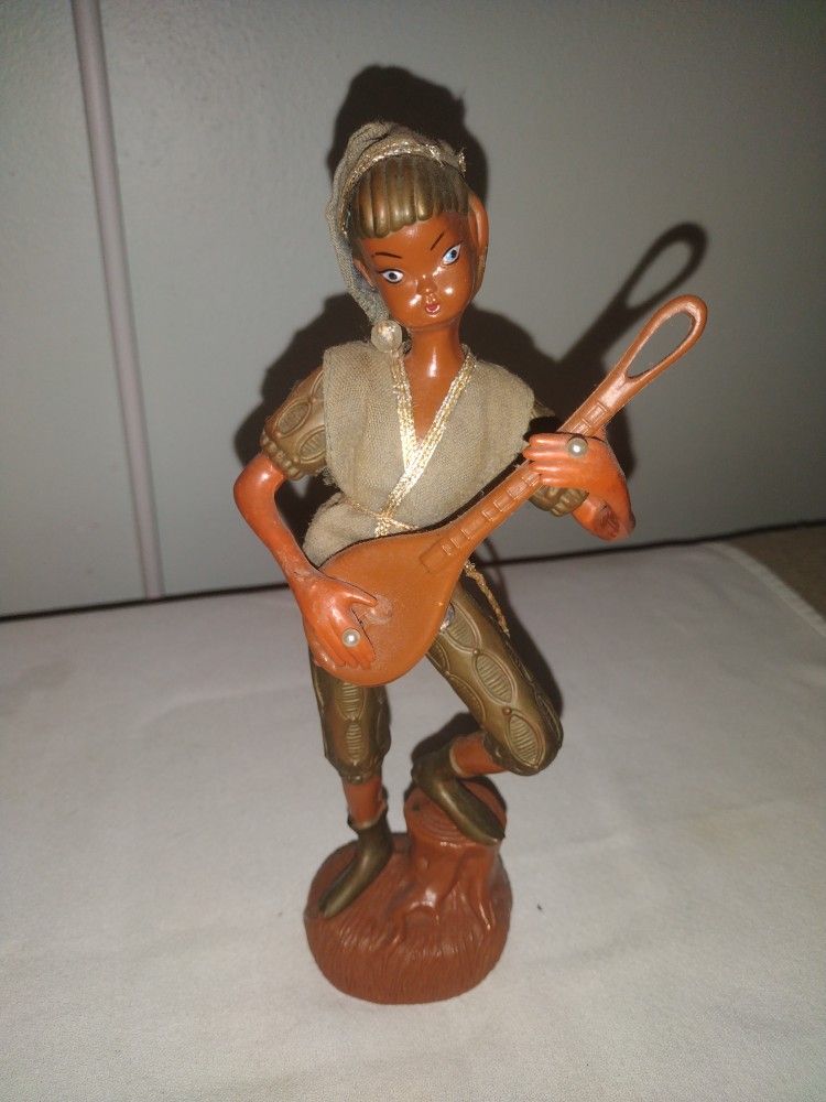 Antique Asian Figurine Boy Playing Mandolin