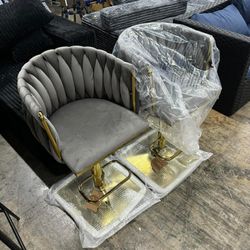 Swivel Velvet Bar Stool Set of 2, Adjustable Comfy Counter Height Barstool, Modern Dining Chair with Woven Back