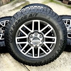 20” Ford F250 Lariat OEM Wheels on 275/65r20 Les Schwab Open Range Tires 90% Tread F350 