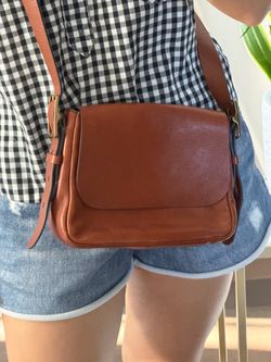 Fossil Harper Brown Cognac Leather Flap Crossbody Bag