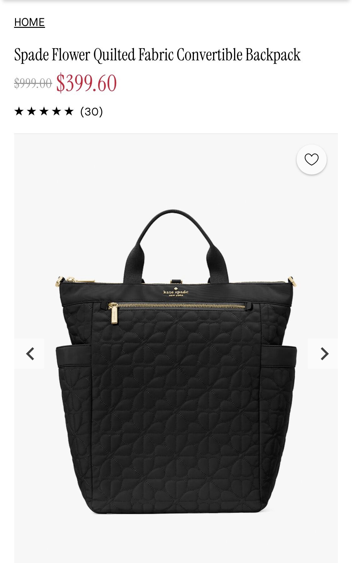 Kate Spade Spade Flower Quilted Convertible Backpack – Brand New