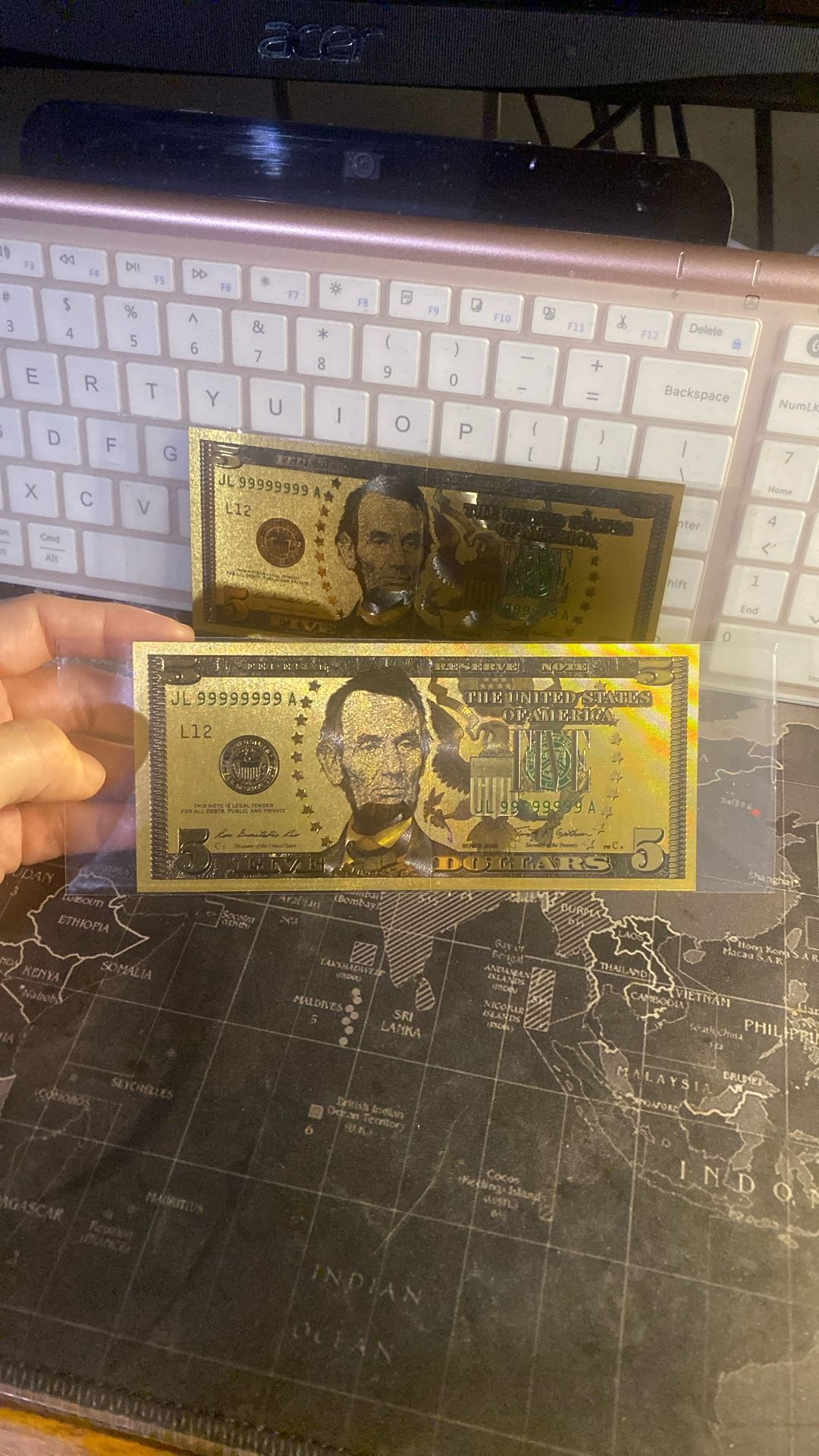 Gold 5$ Bill Foil
