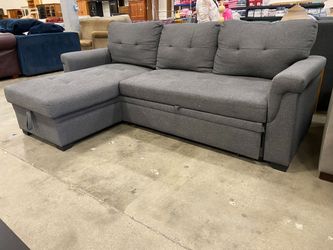 Dark Grey 3 Seat L-Shaped Convertible Sleeper Sofa with Storage Chaise