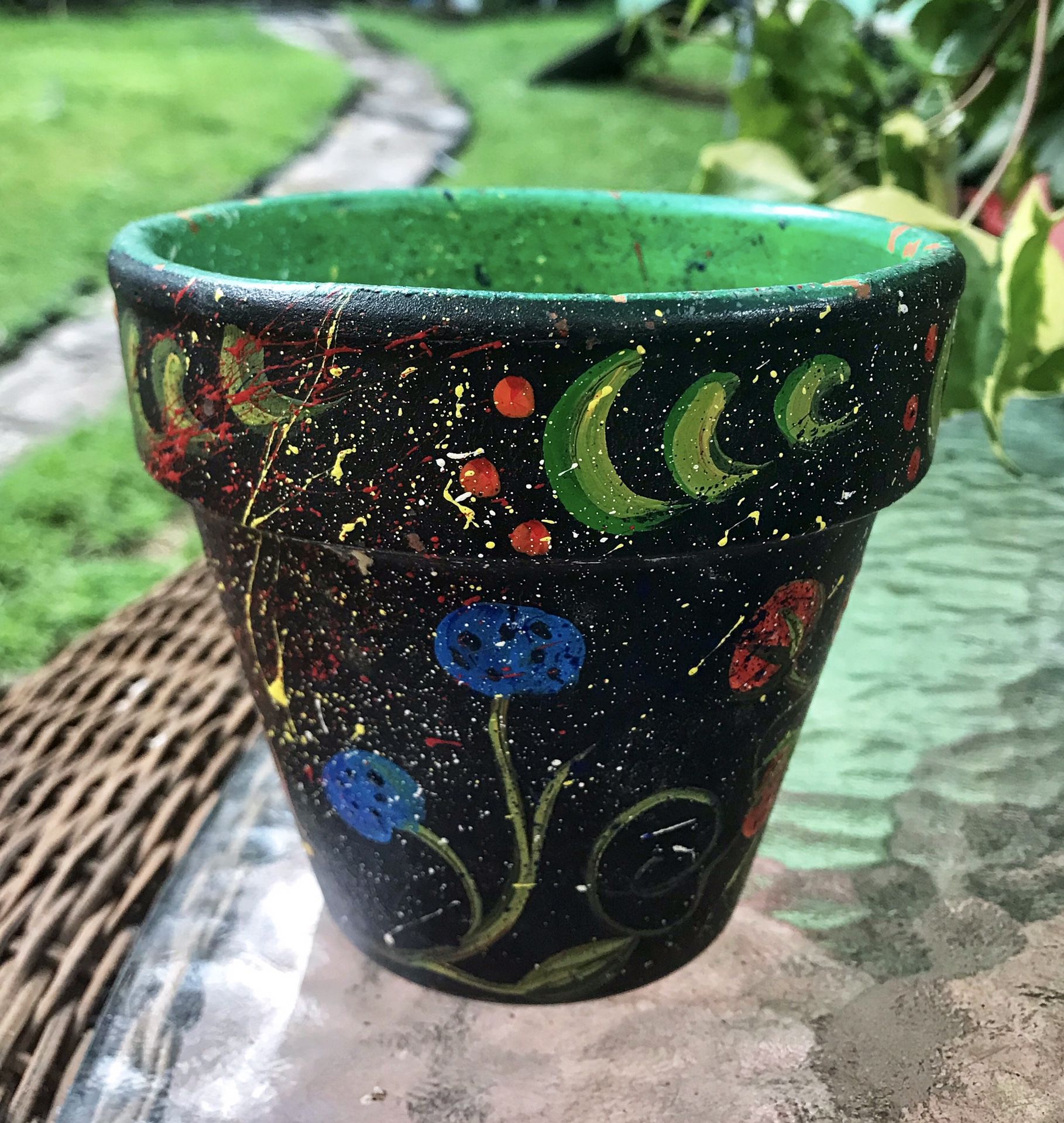 Hand Painted Terracotta Flower Pot/Planter 