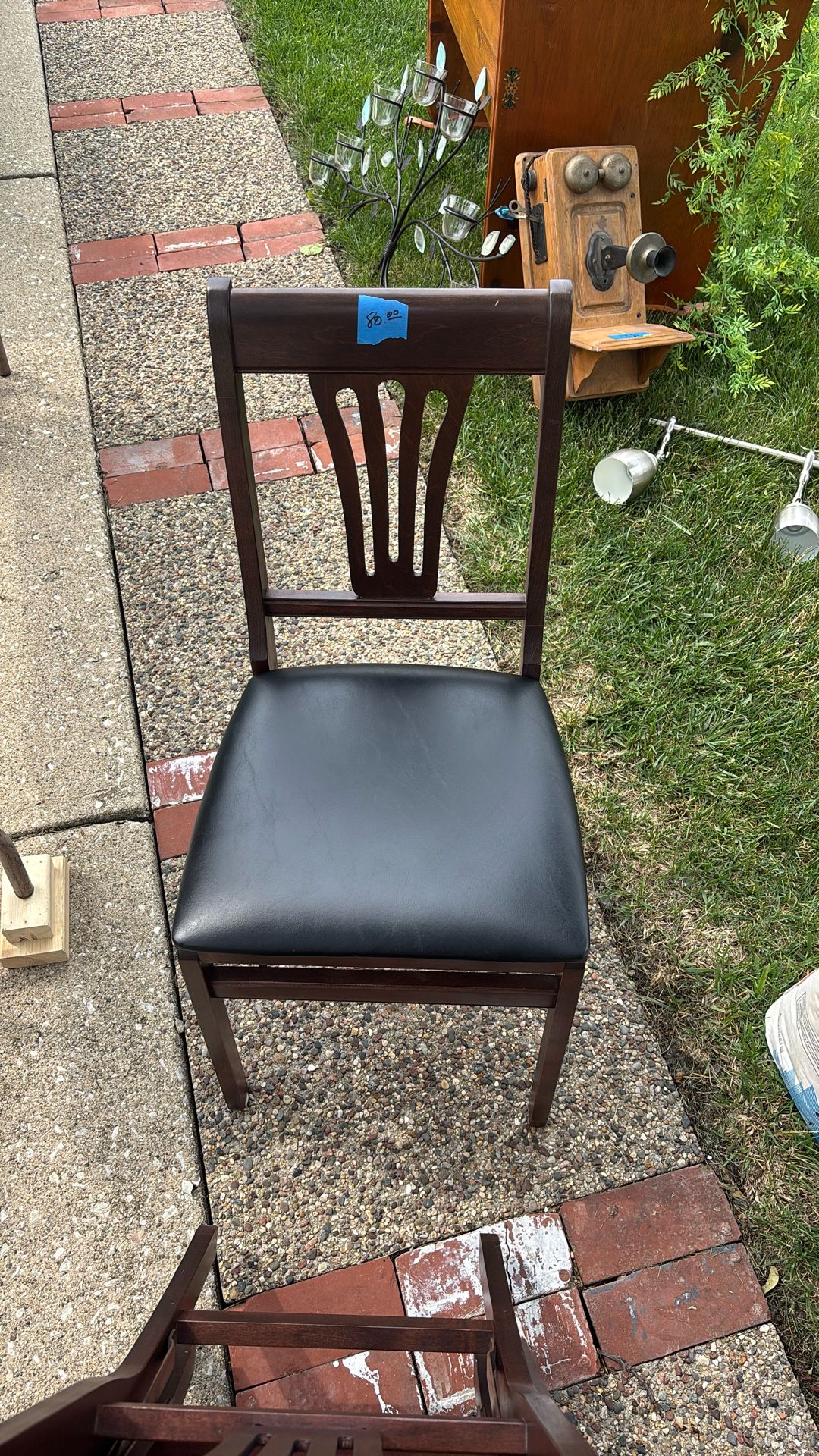 Foldable Wooden Faux Leather Cushion Seat Chairs