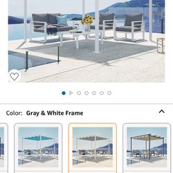 Brand New Still in the Box!  10’ x 10’ Outdoor Retractable Pergola with Sun Shade Canopy, White Patio Aluminum Shelter …See more