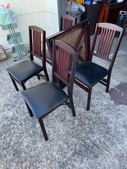 Set of 4 Wood Folding Dining Chairs