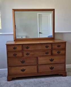 Vintage wood dresser with mirror