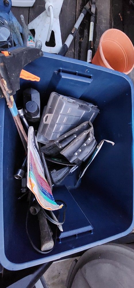 Tote Of Random Tools And Drill Charger