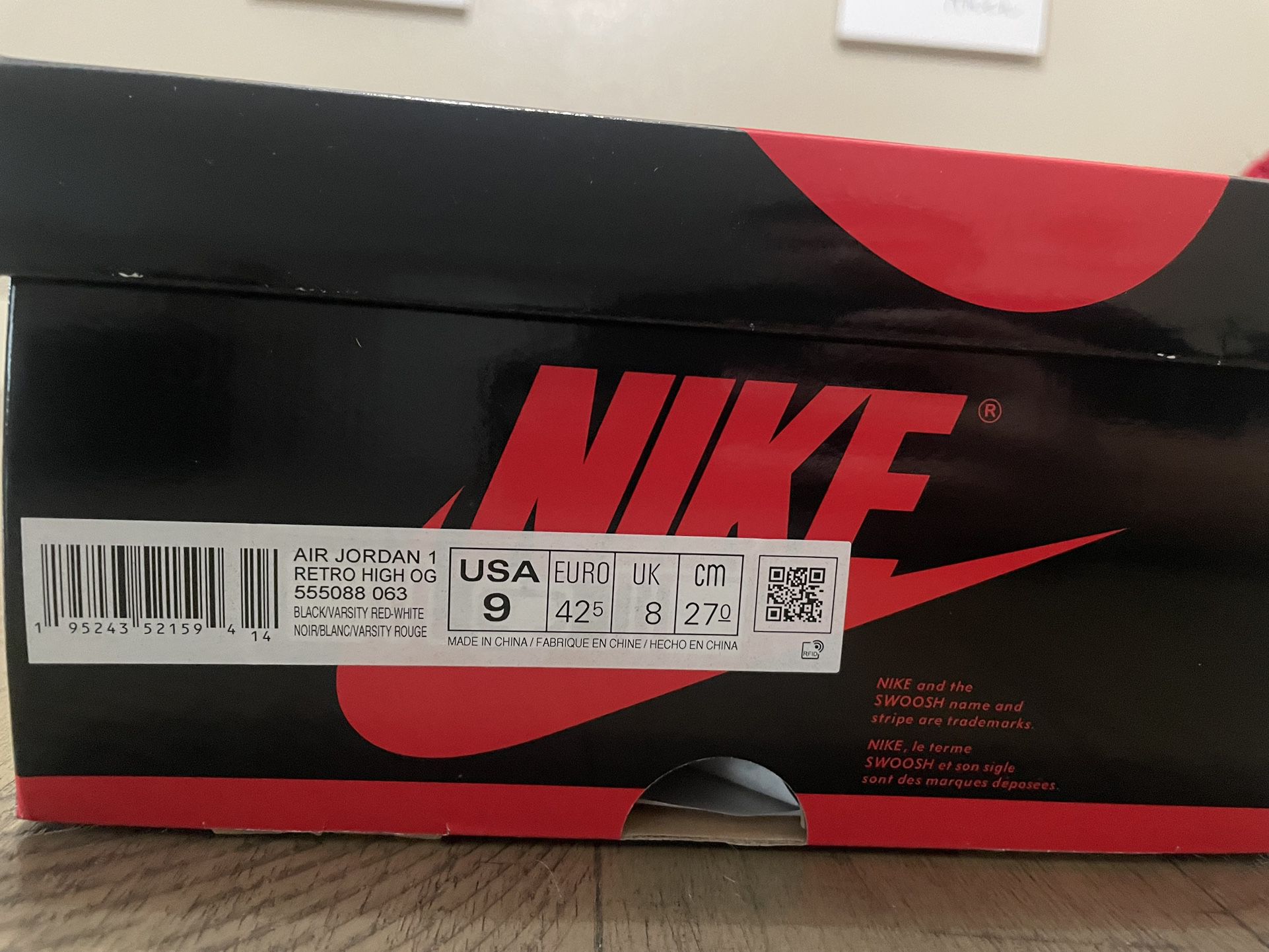 Nike Air Jordan 1 Retro Patent Breds Size 9