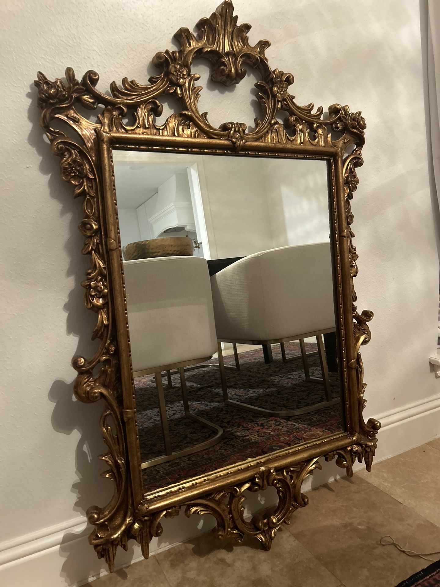 French Rococo Gold Framed Mirror