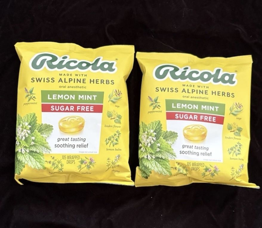 RICOLA throat lemon mint sugar-free throat drops