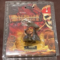 2007 HTF RARE DISNEY PIRATES OF THE CARIBBEAN CAPTAIN JACK SPARROW - KEYCHAIN -