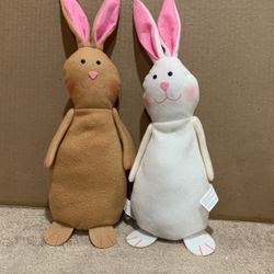 Easter Bunnies   Plush  Decorations  Set Of  2  