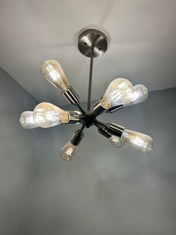 Chandelier - silver satellite style with Edison bulbs