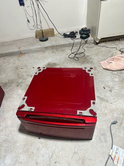 Red Washer or Dryer Pedestal with Storage Drawer