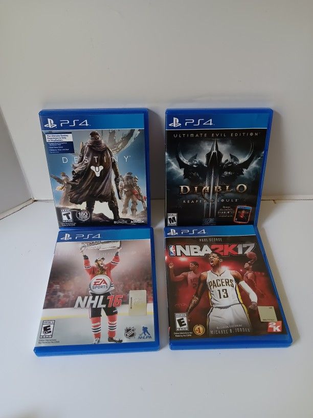 Ps4 Video Game Lot Of 4. Diablo Destiny Nhl 16 & Nba 2k17 Playstation