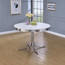 White Metal Finish Dining Table