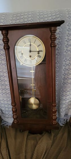 Wooden  Grandfather Time Wall Clock