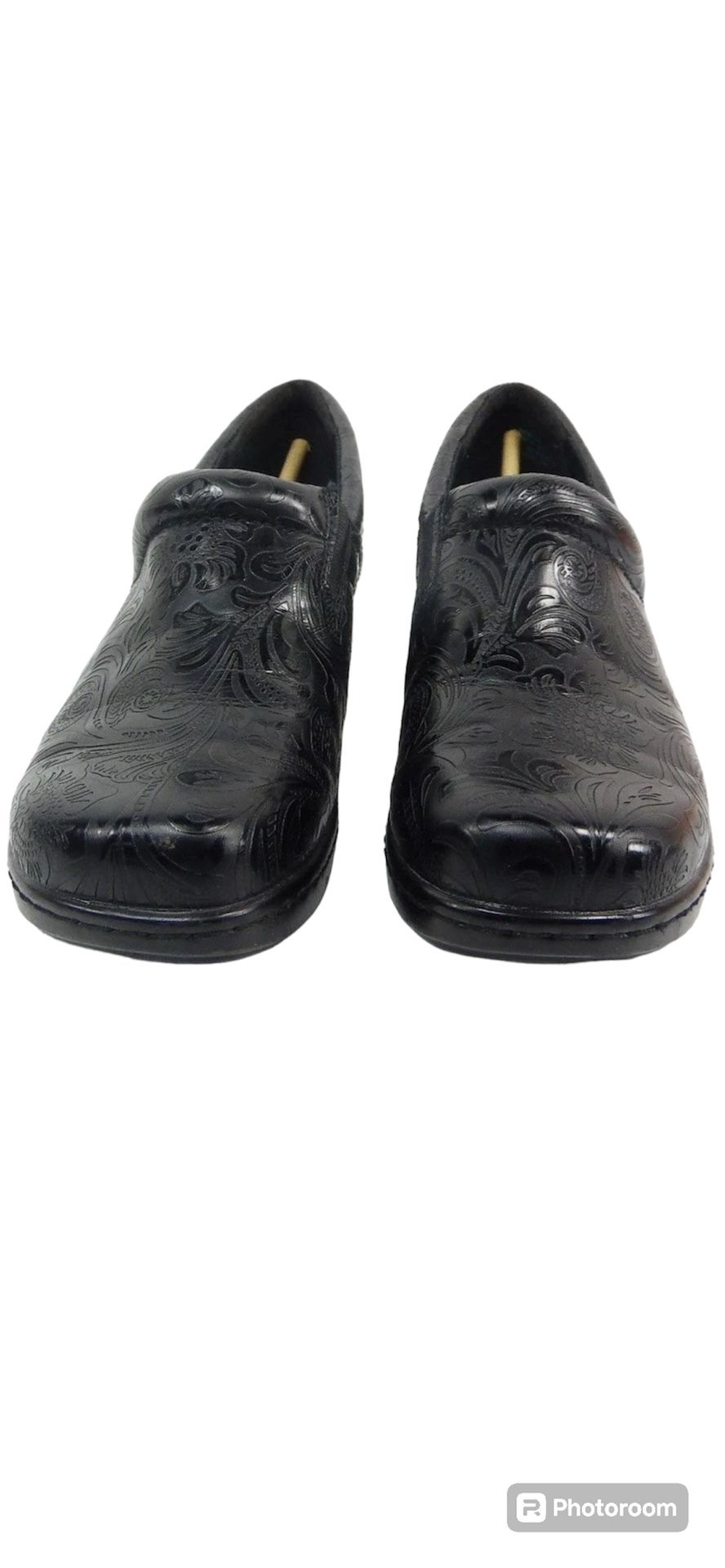 Clogs, Black Tooled Leather By YUU.