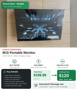 Lenovo ThinkVision M15 portable monitor