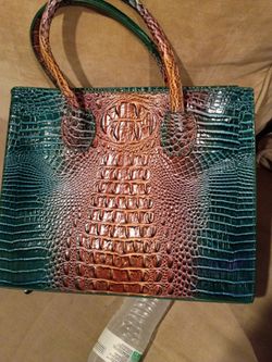Crocodile Embossed Leather Tote Handbag