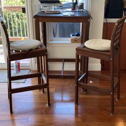 Wooden Bar Table W/ 2 Chairs
