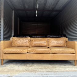 West Elm Leather Couch 