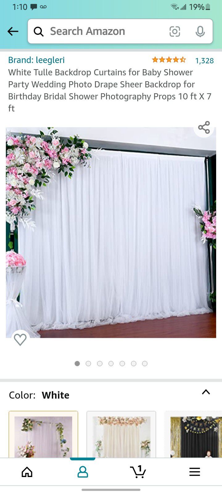 10' X 7' Background And Stands Chiffon, Satin, White