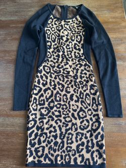 Guess Leopard Print Knit Bodycon Dress