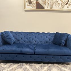Upholstered Tufted Sofa and Loveseat 