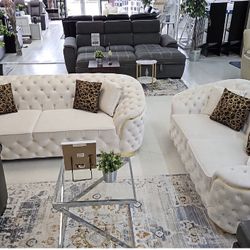 LUPINO (Black, Orange, Ivory) Velvet Sofa & Loveseat😍 🎯 Finance Options 🎯 No Check Credit  🛵 Same Day Delivery🛵 Special Price🧌 🎃🎃$209