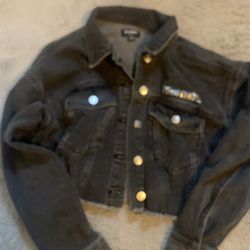 Play Boy Rhinestone Crop Jean jacket