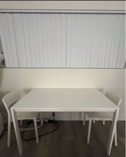 White Dining Table with Two Chairs