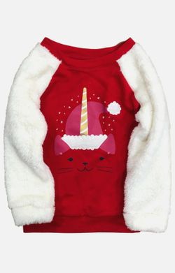 NEW Cat & Jack girls Christmas Cat Unicorn sweatshirt size 14-16