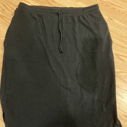 New French Terry Black Skirt Drawstring L