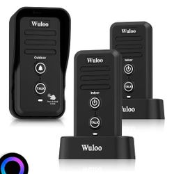 Wuloo Wireless Intercom Doorbells for Home Classroom, Intercomunicador Waterproof Electronic Doorbell Chime with 1/2 Mile Range 3 Volume Levels Rechar