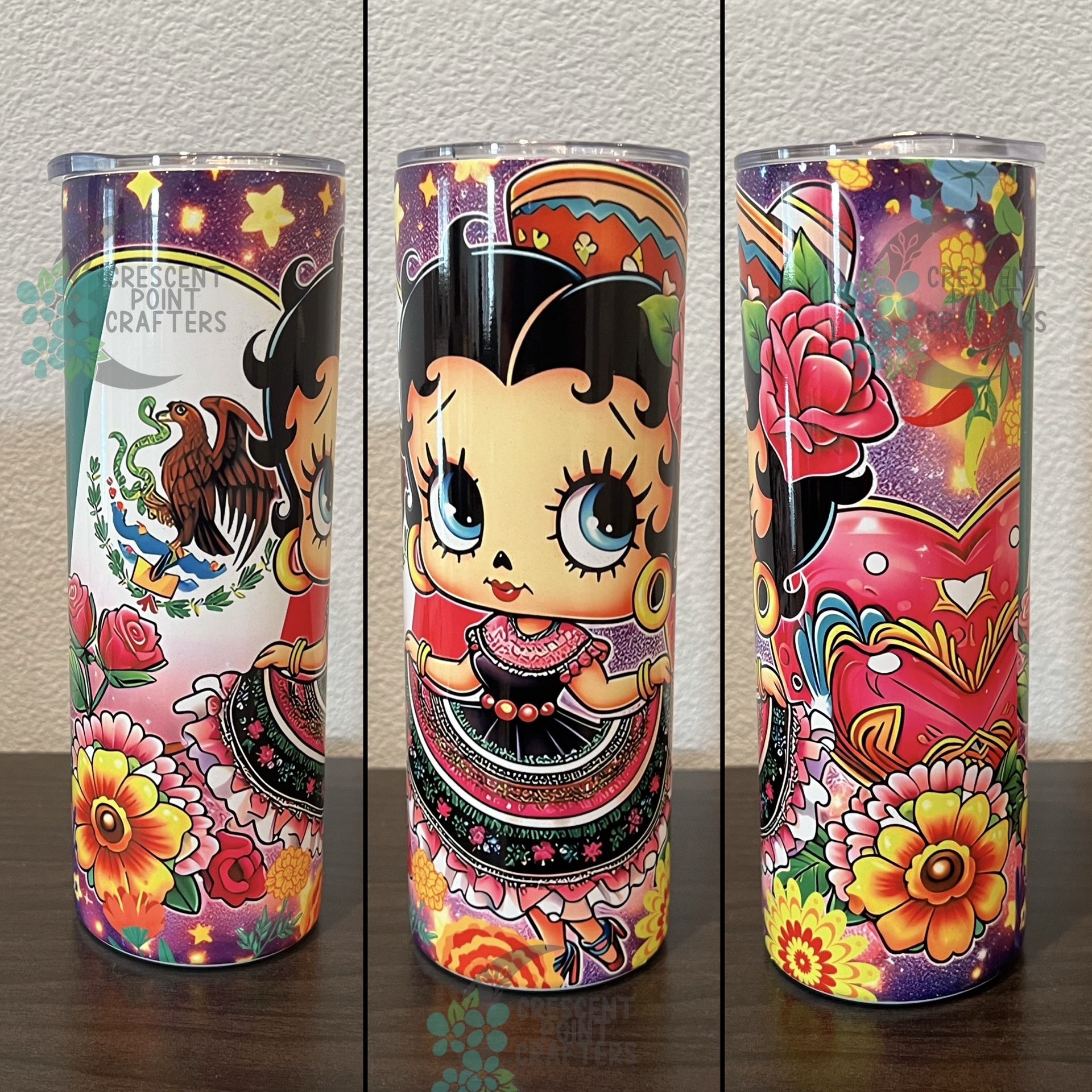 Betty Boop Mexico Inspired Design 20oz Stainless Steel Tumbler Coffee Cup