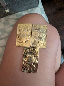 Meatal gold pokemon cards