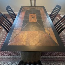 Slate dining table with 6 matching side chairs
