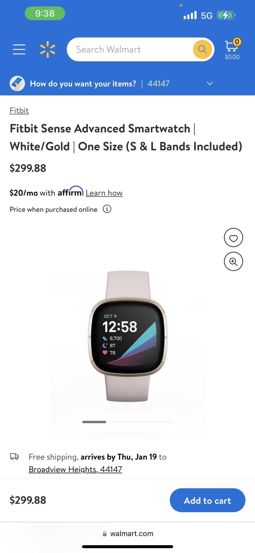 Fitbit Sense Advanced Smartwatch | White/Gold