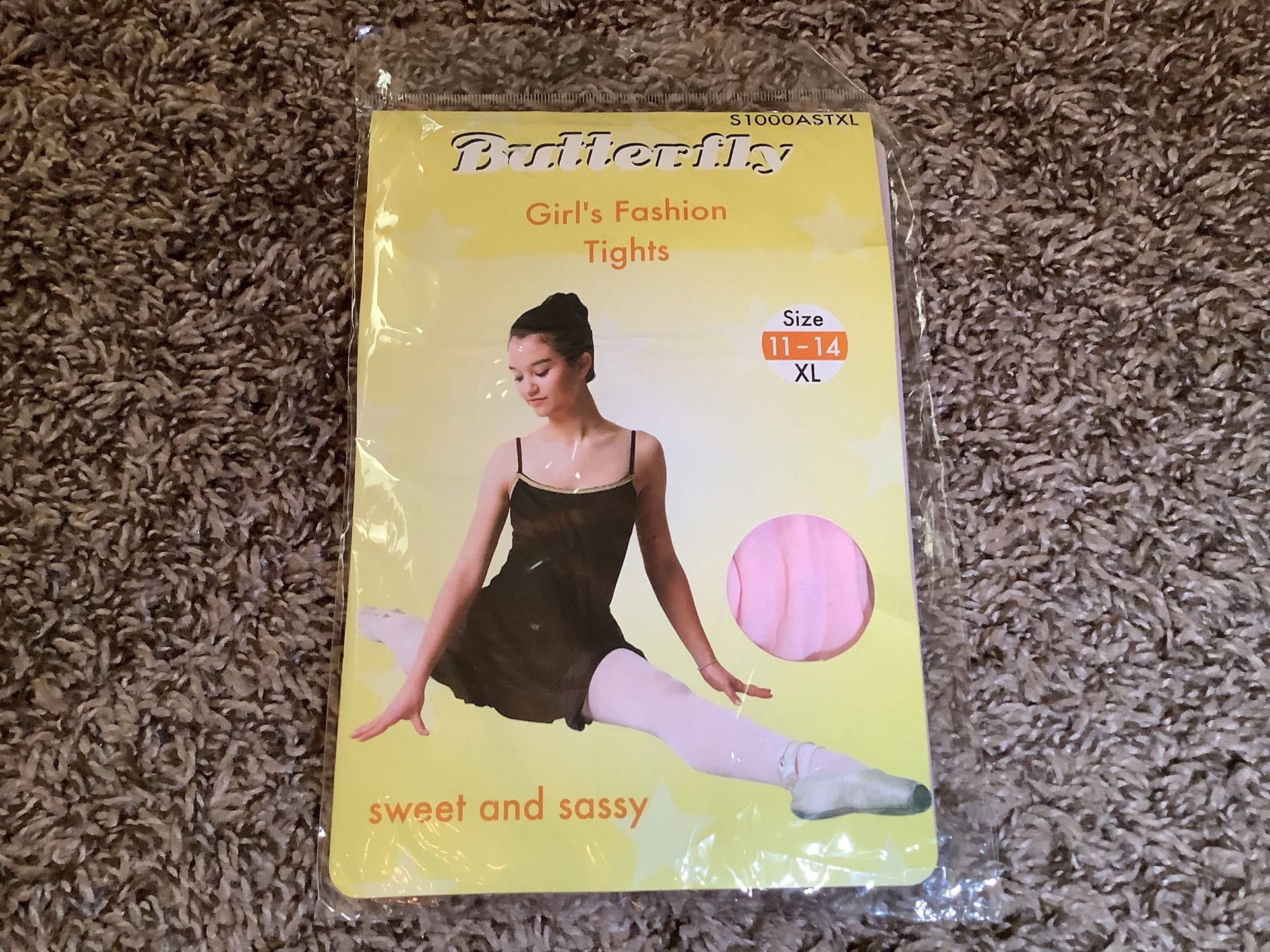 Butterfly girl's fashion tights, color pink, size: XL (11-14)