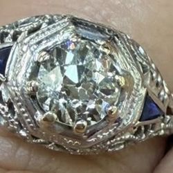 1carat Art Deco Engagement Ring 18 K