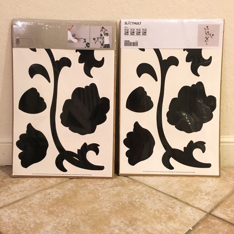 IKEA Slatthult Black Floral Flowers Wall Stickers Decals WallPaper Decor Baroque Vines Trellis DIY