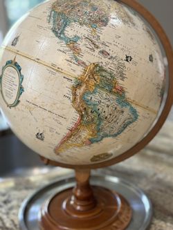 Vintage Antique Globe by Replogle World Classic Series Wood base and 12 inches
