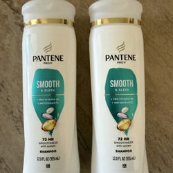 Lot Of 2 Bottles Pantene Pro-V Smooth & Sleek Shampoo Set 72 HR 12 oz each 