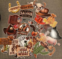 Western Birthday Theme Photo Props or Centerpiece 30 Cutouts