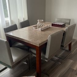 Kitchen Table And 6 Leather Chairs